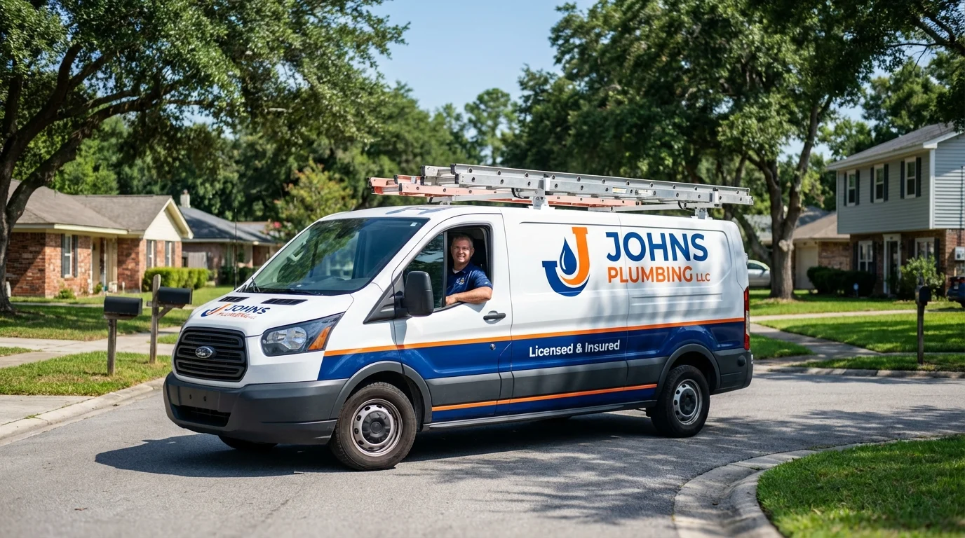 Johns Plumbing LLC service van in Monsey, NY